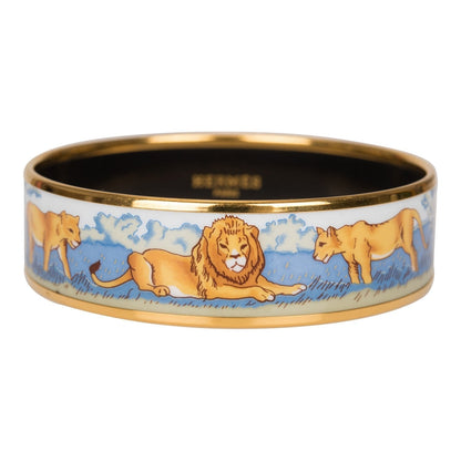 Hermes "Safari" Wide Printed Enamel Bracelet PM (65) (  - Excellent)