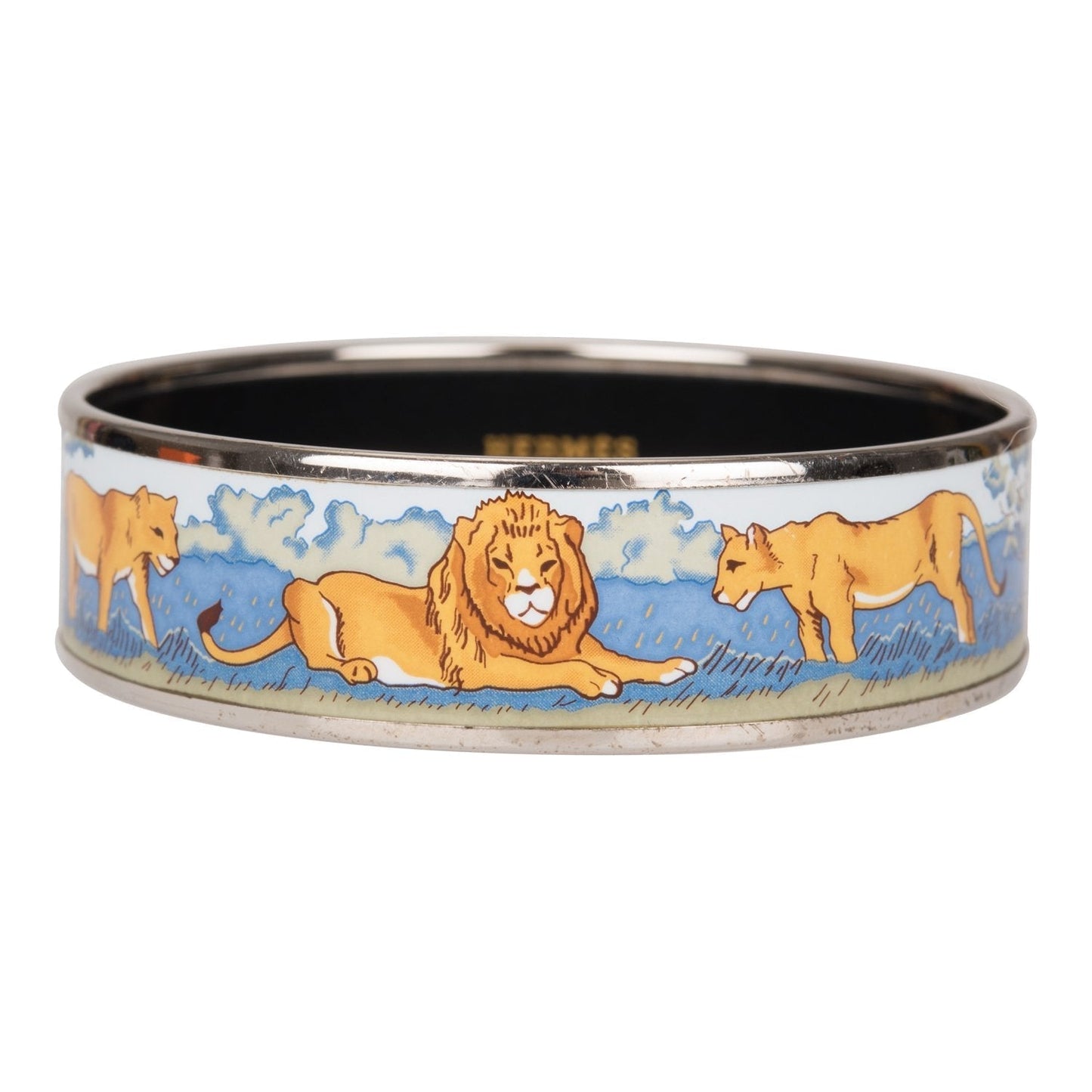 Hermes "Safari" Wide Printed Enamel Bracelet GM (70) (  - Excellent)