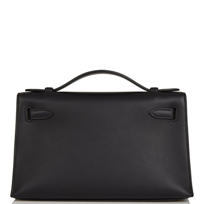 Hermes Kelly Pochette Black Swift Gold Hardware