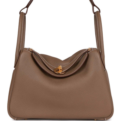 Hermes Lindy 30 Etoupe Clemence Gold Hardware