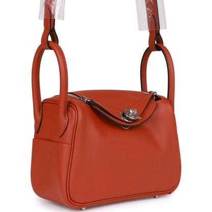 Hermes Mini Lindy Cuivre Verso Swift Palladium Hardware