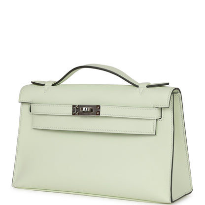 Hermes Kelly Pochette Vert Fizz Swift Palladium Hardware