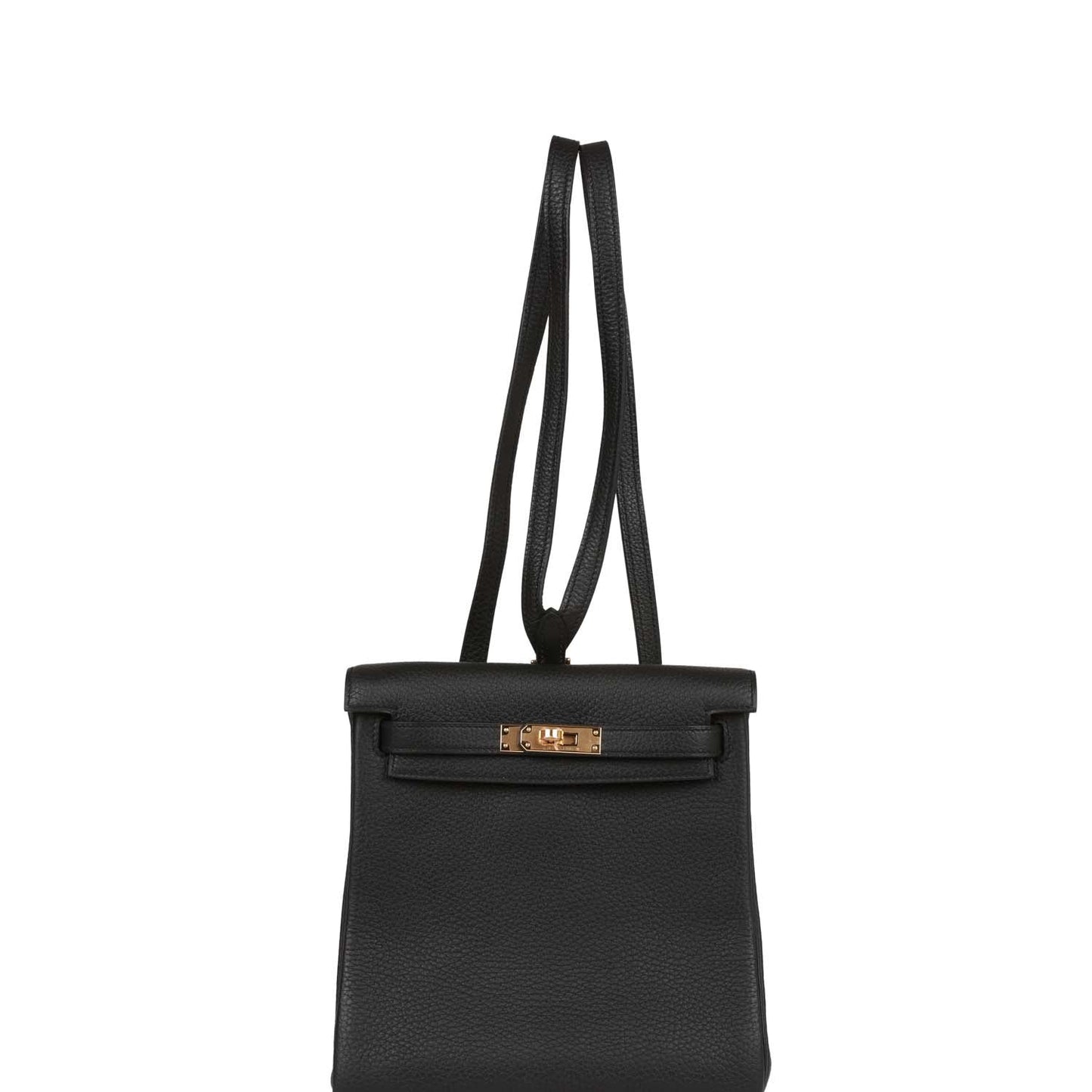 Hermes Kelly Ado Backpack Black Clemence Gold Hardware