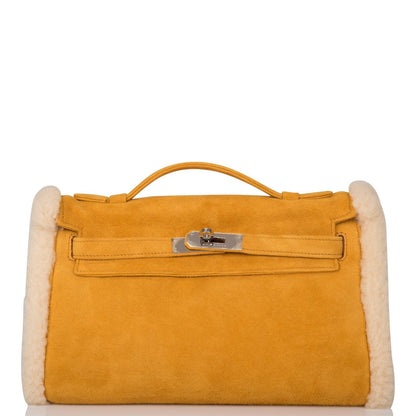 Hermes Sable Doblis and Shearling Teddy Kelly Muff Palladium Hardware