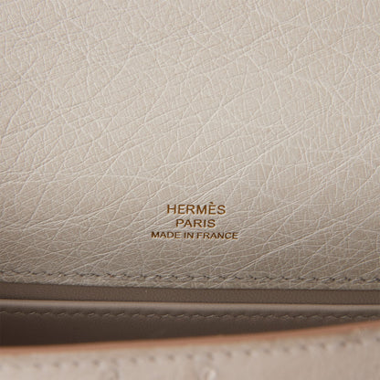 Hermes Kelly Pochette Gris Perle Ostrich Gold Hardware