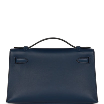 Hermes Kelly Pochette Bleu Navy Swift Gold Hardware