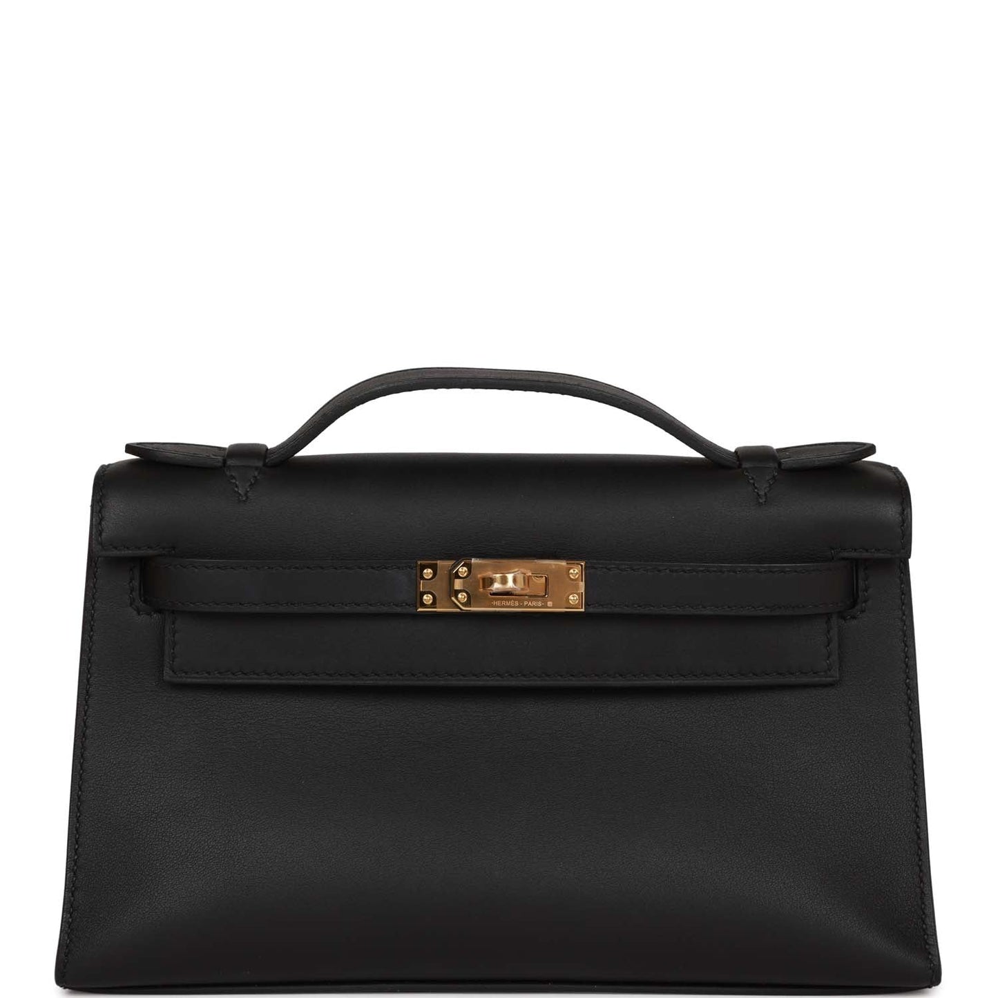 Hermes Kelly Pochette Black Swift Gold Hardware