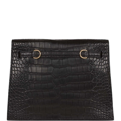 Hermes Kelly Danse II Black Matte Alligator Gold Hardware