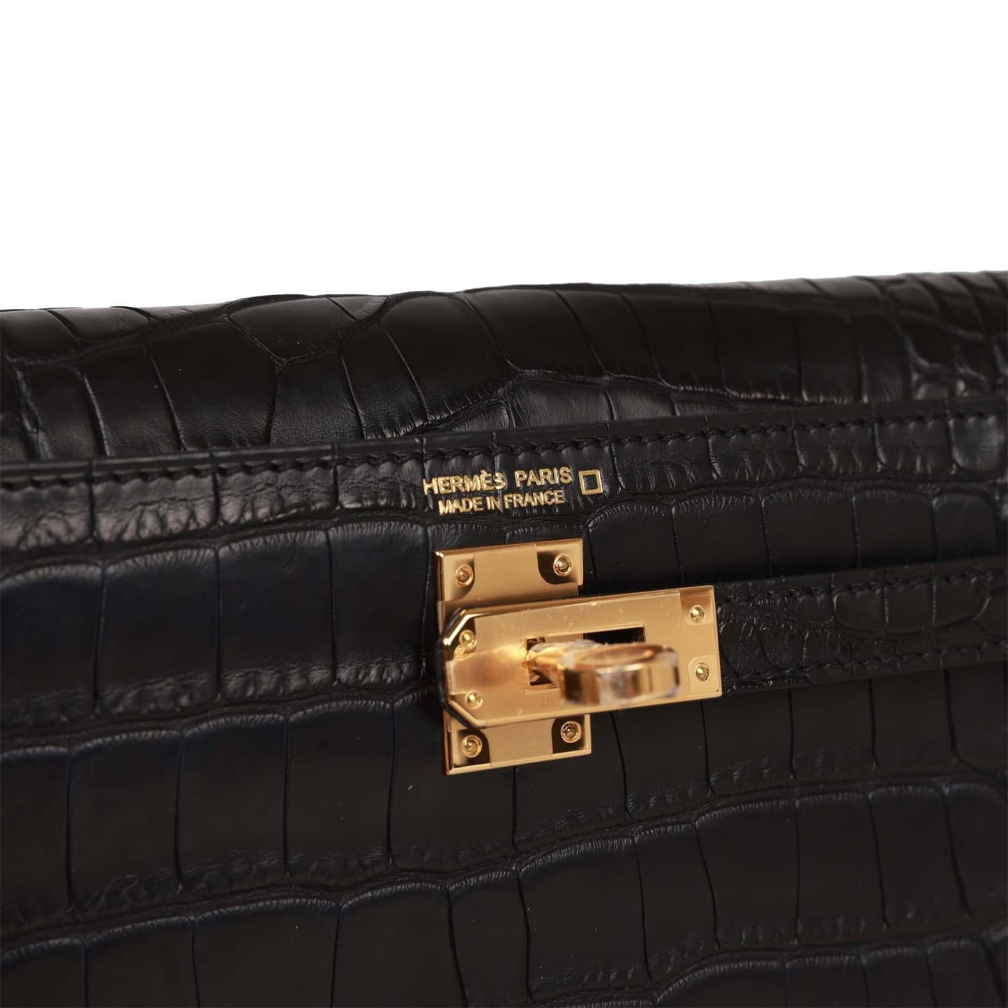 Hermes Kelly Danse II Black Matte Alligator Gold Hardware