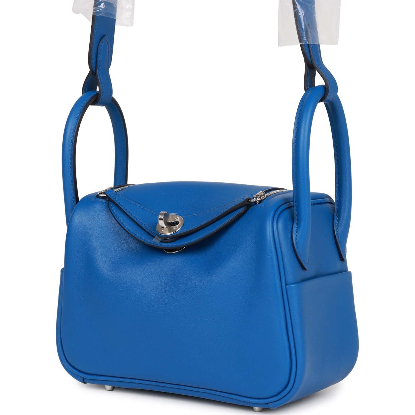 Hermes Mini Lindy Bleu France Verso Swift Palladium Hardware