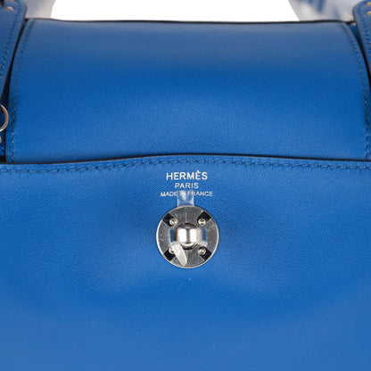 Hermes Mini Lindy Bleu France Verso Swift Palladium Hardware