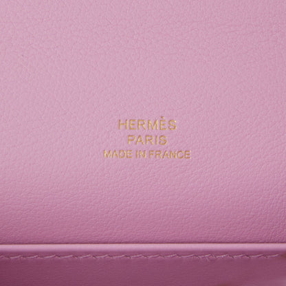 Hermes Kelly Pochette Mauve Sylvestre Swift Rose Gold Hardware