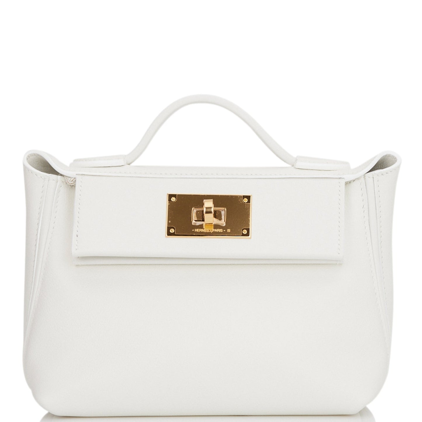 Hermes Mini 24/24 Bag White Evercolor and Swift Gold Hardware