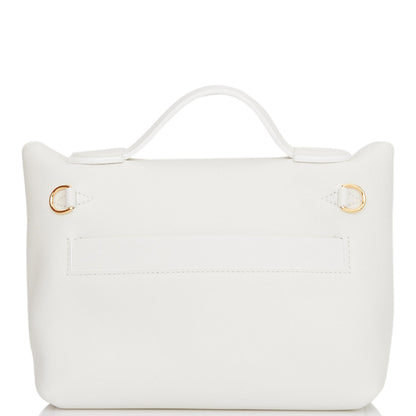 Hermes Mini 24/24 Bag White Evercolor and Swift Gold Hardware