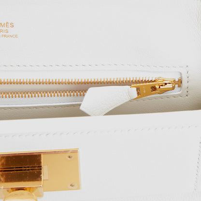 Hermes Mini 24/24 Bag White Evercolor and Swift Gold Hardware