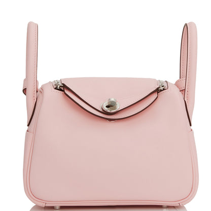 Hermes Mini Lindy Rose Sakura Swift Palladium Hardware