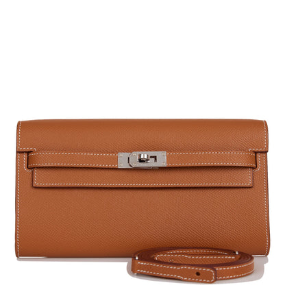 Hermes Kelly Wallet To Go Gold Epsom Palladium Hardware