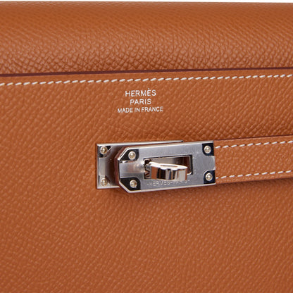 Hermes Kelly Wallet To Go Gold Epsom Palladium Hardware