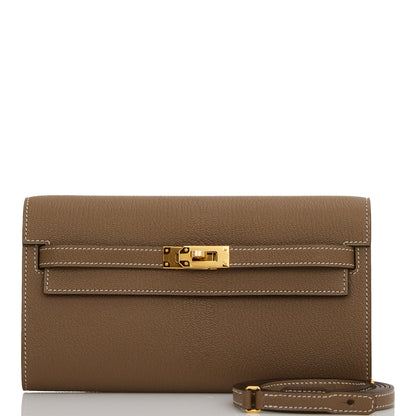 Hermes Kelly Wallet To Go Etoupe Chevre Gold Hardware