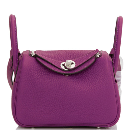 Hermes Mini Lindy Anemone Clemence Palladium Hardware