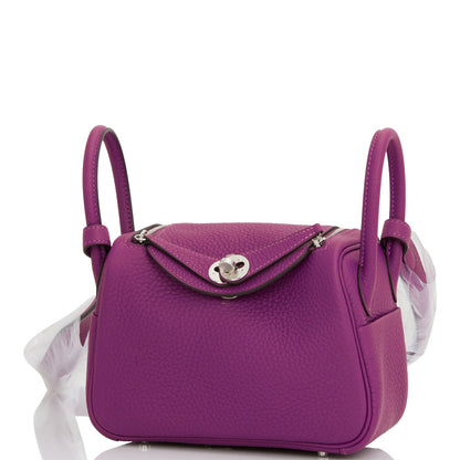 Hermes Mini Lindy Anemone Clemence Palladium Hardware