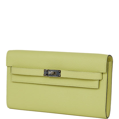 Hermes Kelly Wallet To Go Jaune Bourgeon Chevre Palladium Hardware