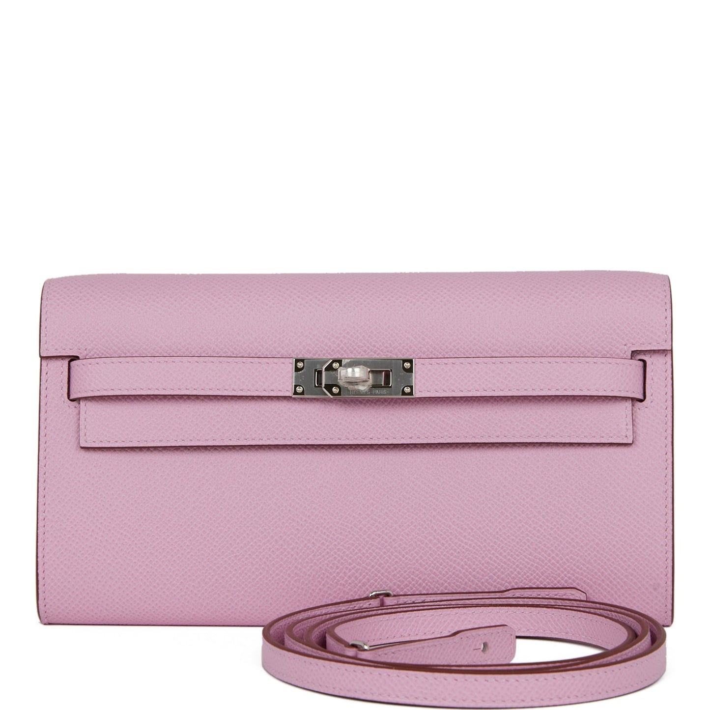 Hermes Kelly Wallet To Go Mauve Sylvestre Epsom Palladium Hardware