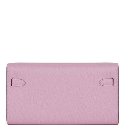 Hermes Kelly Wallet To Go Mauve Sylvestre Epsom Palladium Hardware