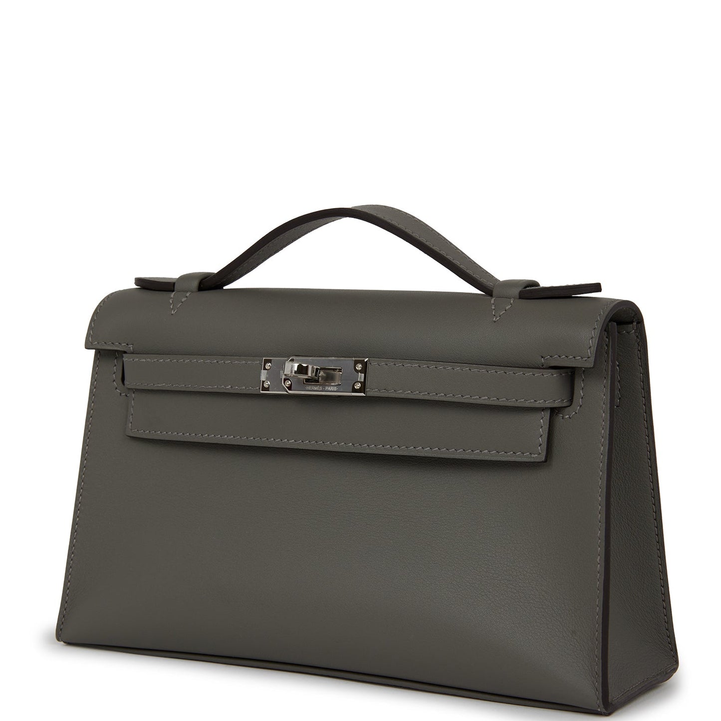 Hermes Kelly Pochette Gris Meyer Swift Palladium Hardware