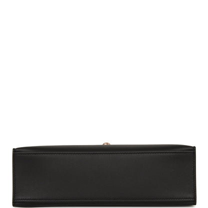 Hermes Kelly Pochette Black Swift Rose Gold Hardware