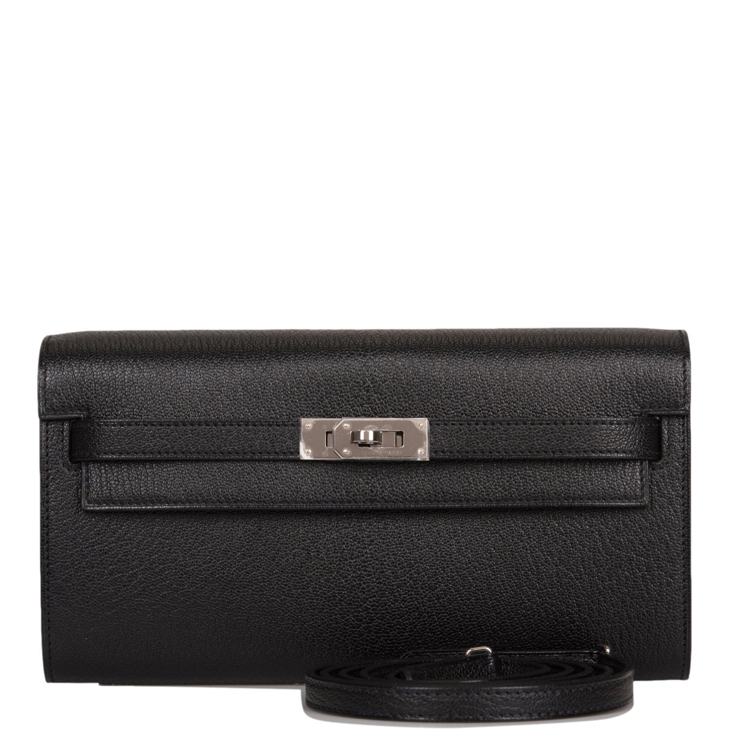 Hermes Kelly Wallet To Go Black Chevre Palladium Hardware