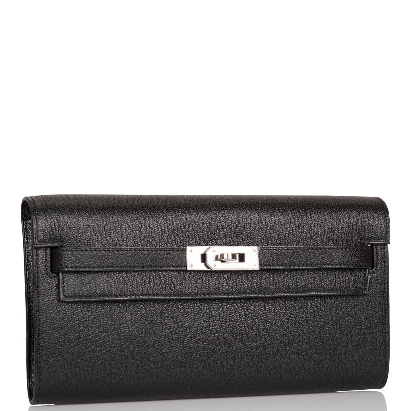 Hermes Kelly Wallet To Go Black Chevre Palladium Hardware