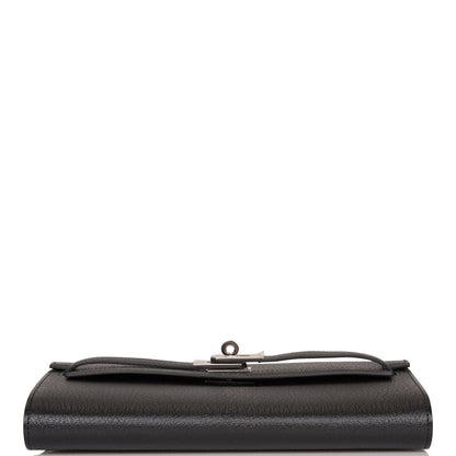 Hermes Kelly Wallet To Go Black Chevre Palladium Hardware