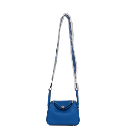 Hermes Mini Lindy Bleu France Verso Swift Palladium Hardware