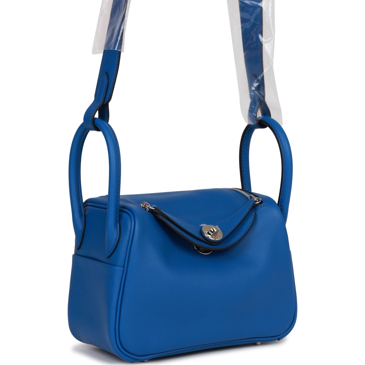 Hermes Mini Lindy Bleu France Verso Swift Palladium Hardware