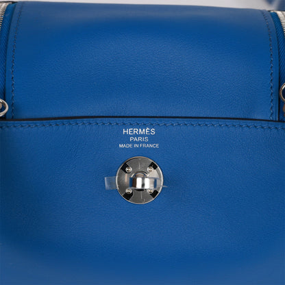 Hermes Mini Lindy Bleu France Verso Swift Palladium Hardware