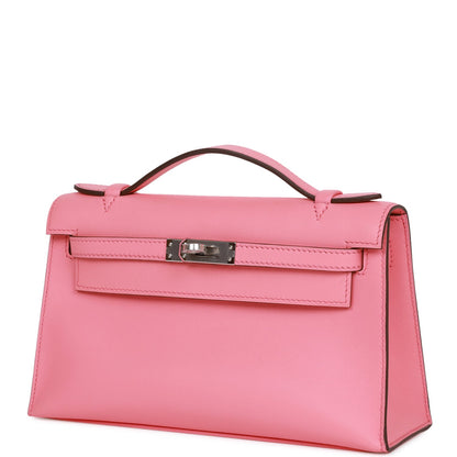 Hermes Kelly Pochette Rose D'Ete Swift Palladium Hardware