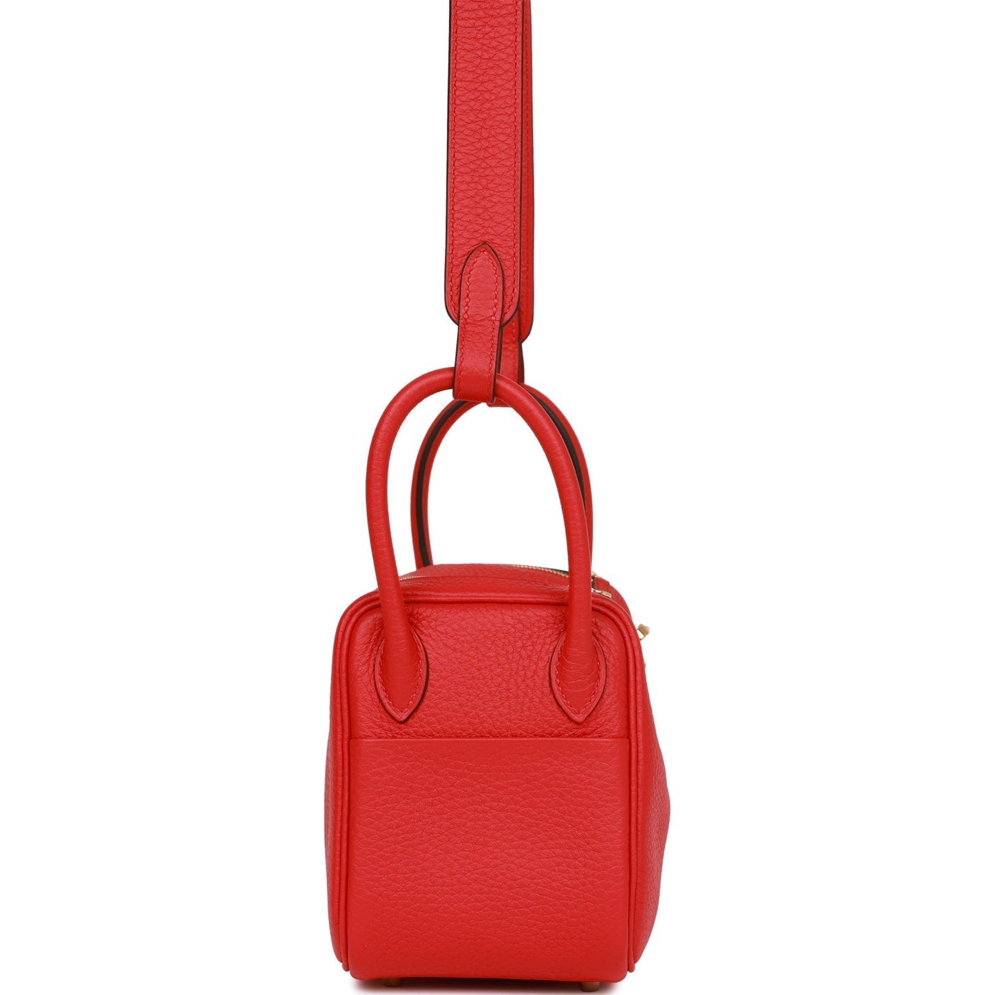 Hermes Mini Lindy Rouge de Coeur Clemence Gold Hardware