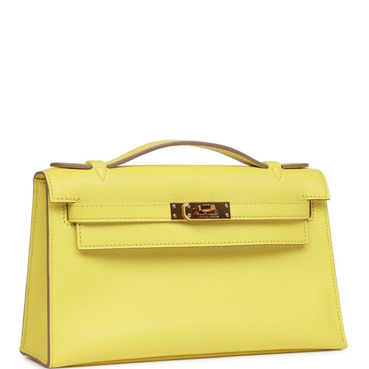 Hermes Kelly Pochette Soufre Epsom Gold Hardware