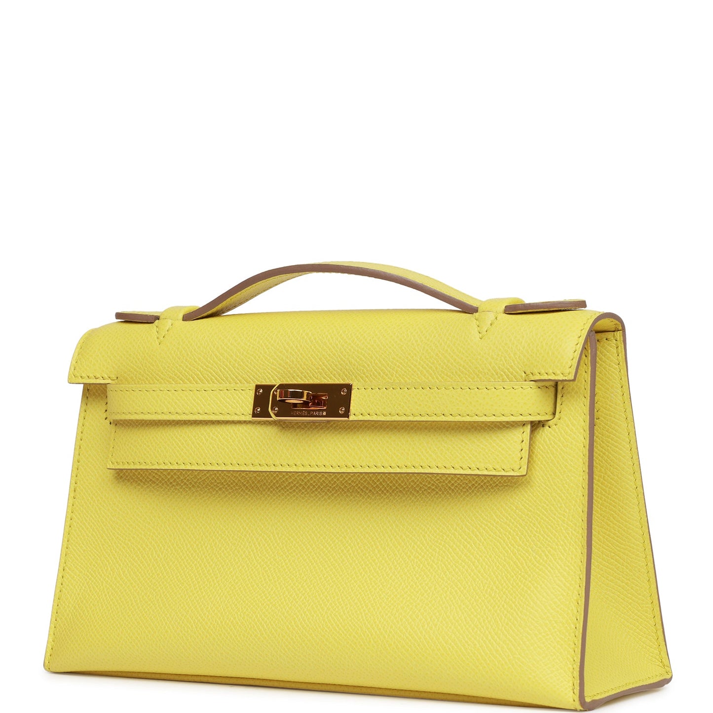 Hermes Kelly Pochette Soufre Epsom Gold Hardware