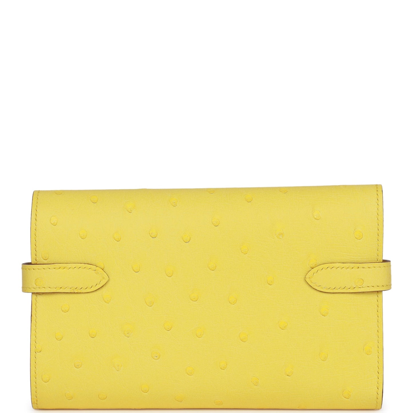 Hermes Medium Kelly Depliant Wallet Jaune Citron Ostrich Palladium Hardware