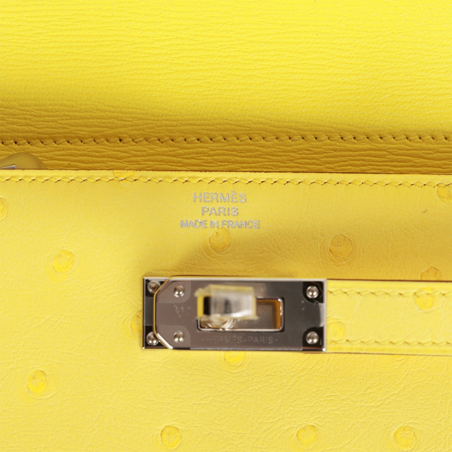 Hermes Medium Kelly Depliant Wallet Jaune Citron Ostrich Palladium Hardware