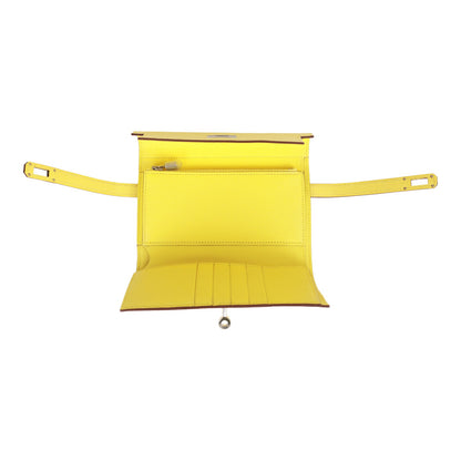 Hermes Medium Kelly Depliant Wallet Jaune Citron Ostrich Palladium Hardware