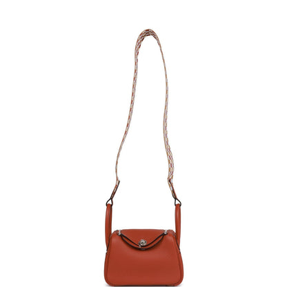 Hermes Mini Lindy Cuivre Clemence Palladium Hardware