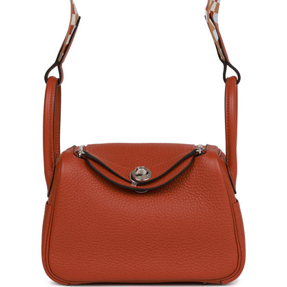 Hermes Mini Lindy Cuivre Clemence Palladium Hardware