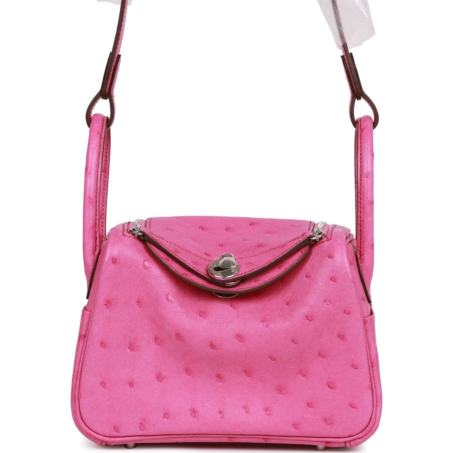 Hermes Mini Lindy Fuchsia Ostrich Palladium Hardware