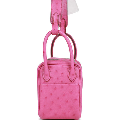 Hermes Mini Lindy Fuchsia Ostrich Palladium Hardware