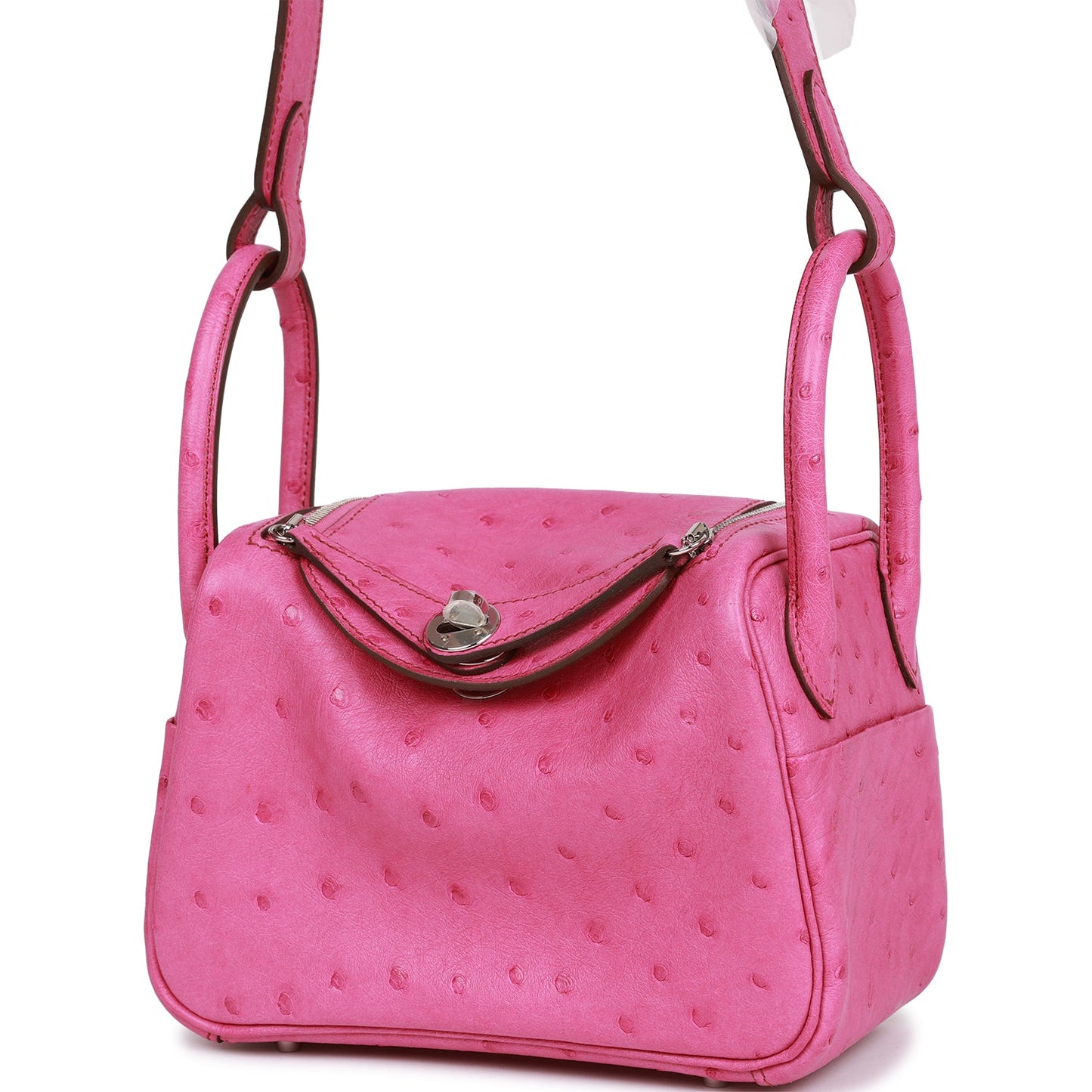 Hermes Mini Lindy Fuchsia Ostrich Palladium Hardware