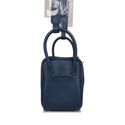 Hermes Mini Lindy Bleu Navy Verso Swift Palladium Hardware