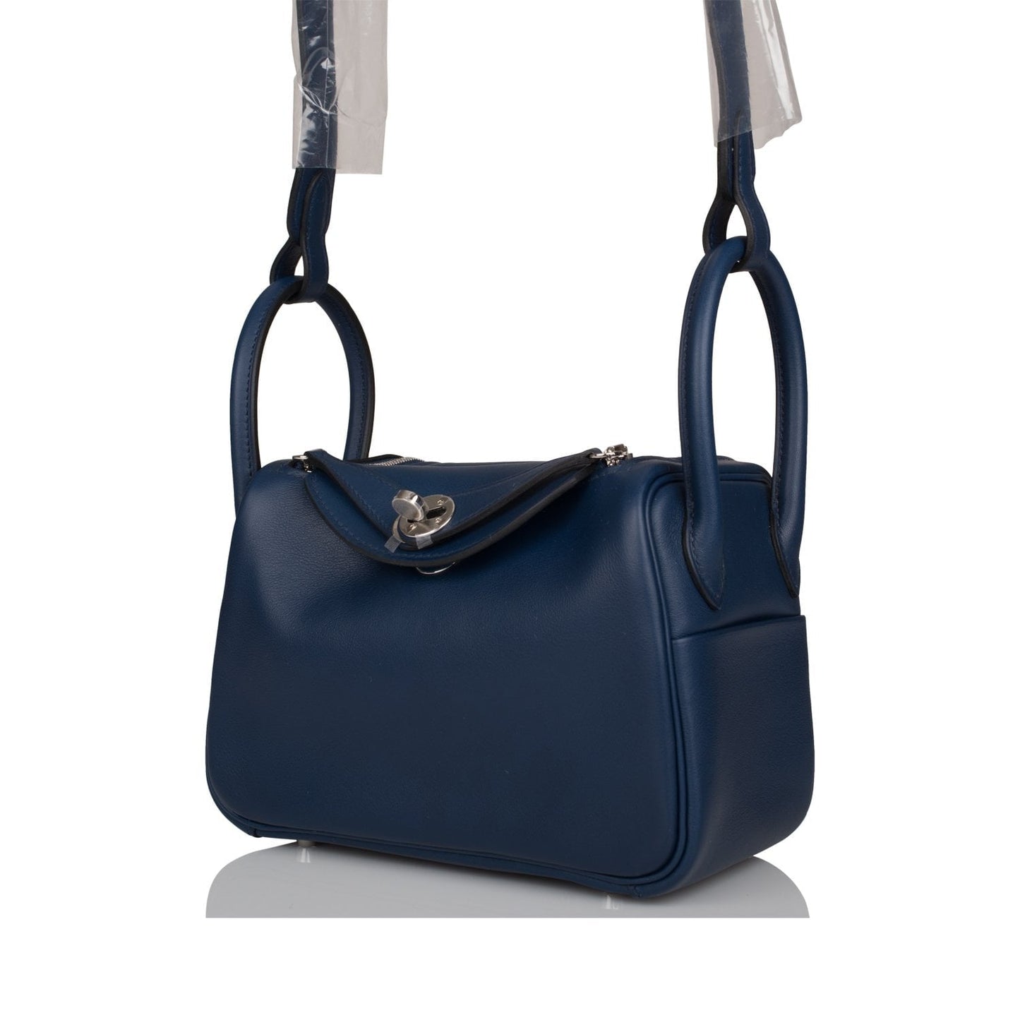 Hermes Mini Lindy Bleu Navy Verso Swift Palladium Hardware